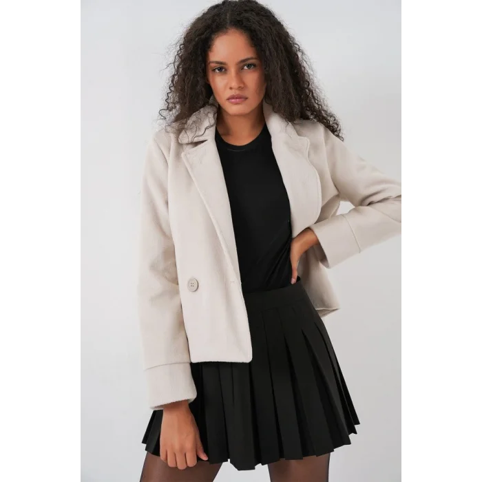 Kısa Kaşe Ceket 0725 - Ekru