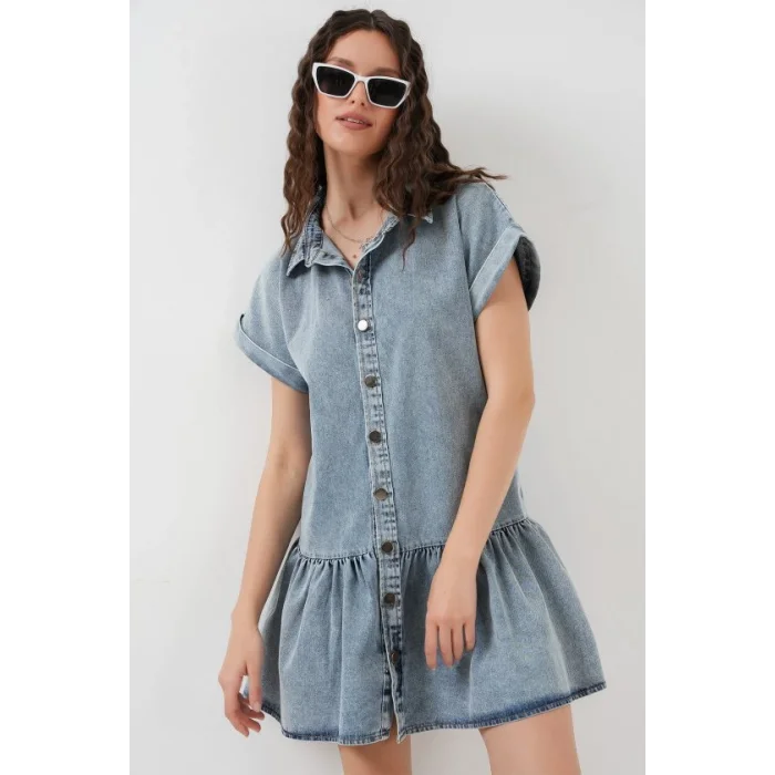Kısa Kot Elbise 2530 - Mavi