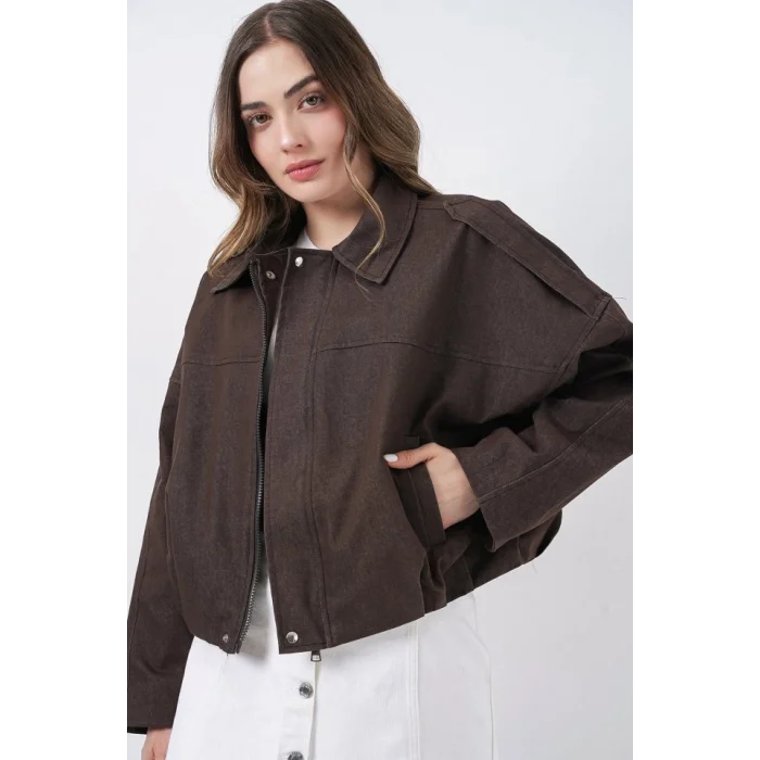 Kot Bomber Ceket 0737 - Kahverengi