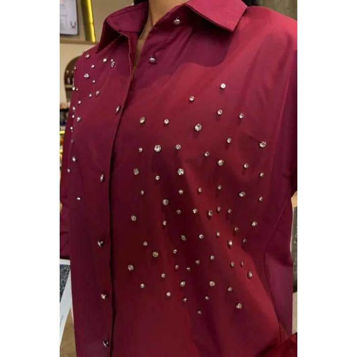 Kristal Taş Çakımlı Poplin Gömlek 3413