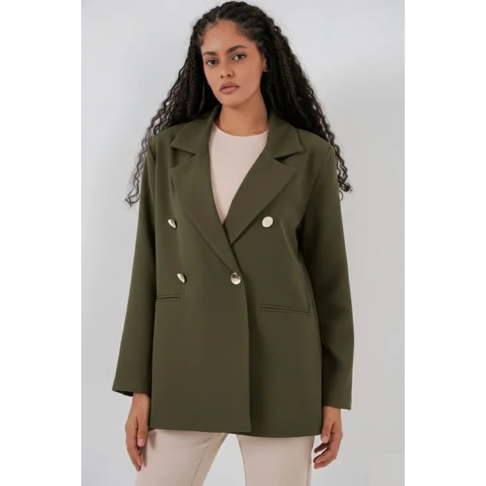 Kruvaze Yaka Blazer Ceket 0722 - Haki