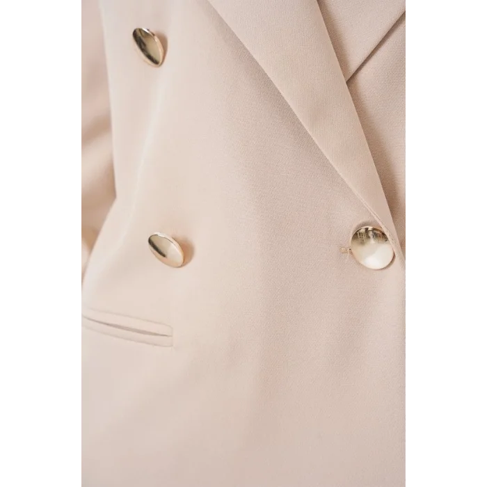 Kruvaze Yaka Blazer Ceket 0722 - Krem