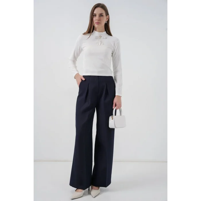 Kurdale Detay Uzun Kollu Bluz 977 - Beyaz