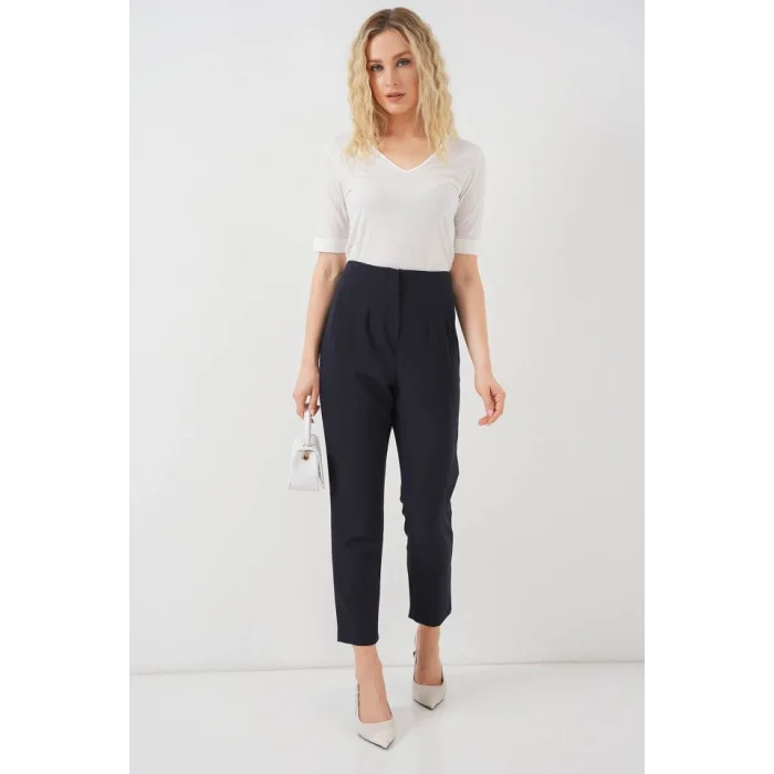 Lacivert Yüksek Bel Kumaş Pantolon 6650