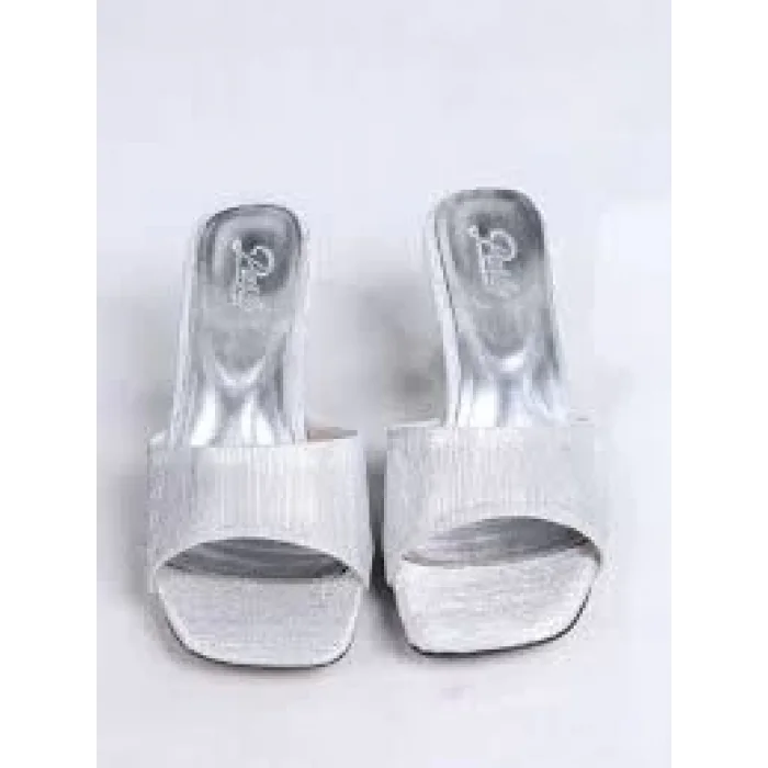 Luart Gümüş Simli Topuklu Terlik