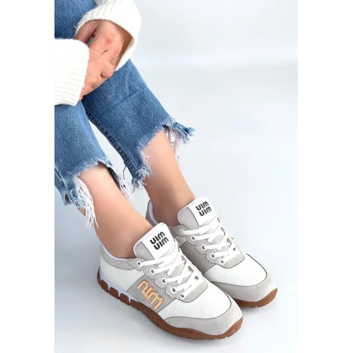 Marje Beyaz Cilt Bağcıklı Spor Ayakkabı