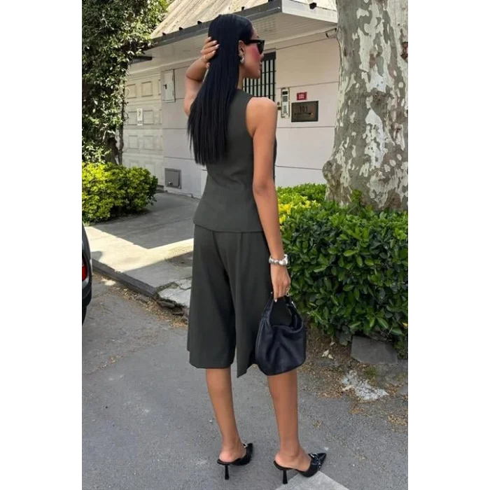 Midi Şortlu Ve Yelekli Viscon Takım 10167