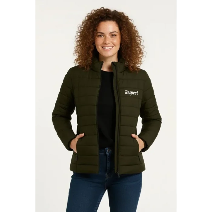 Mikro Su İtici Kapitone Baskılı Astarlı Fermuarlı Bomber Mont - Haki