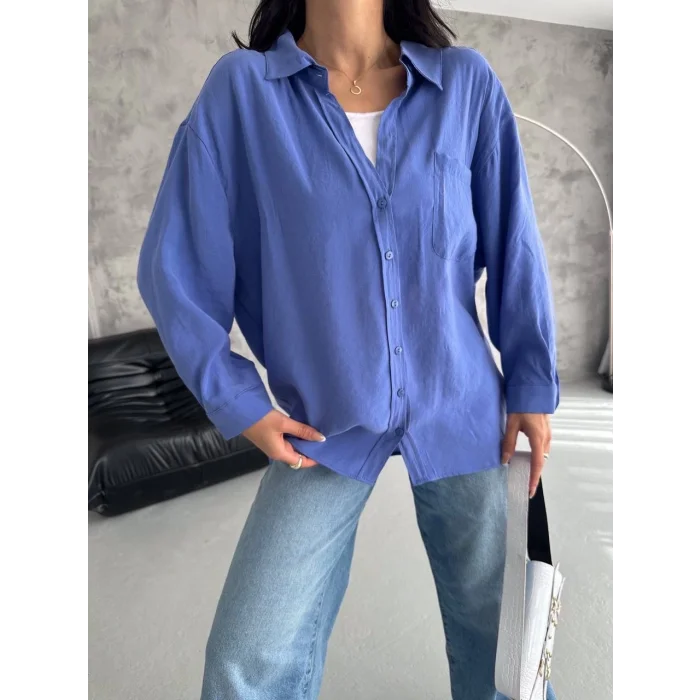Modal oversize cepli gömlek