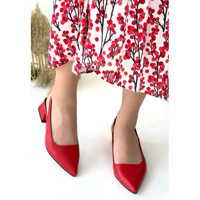 Morji Kırmızı Cilt Topuklu Ayakkabı