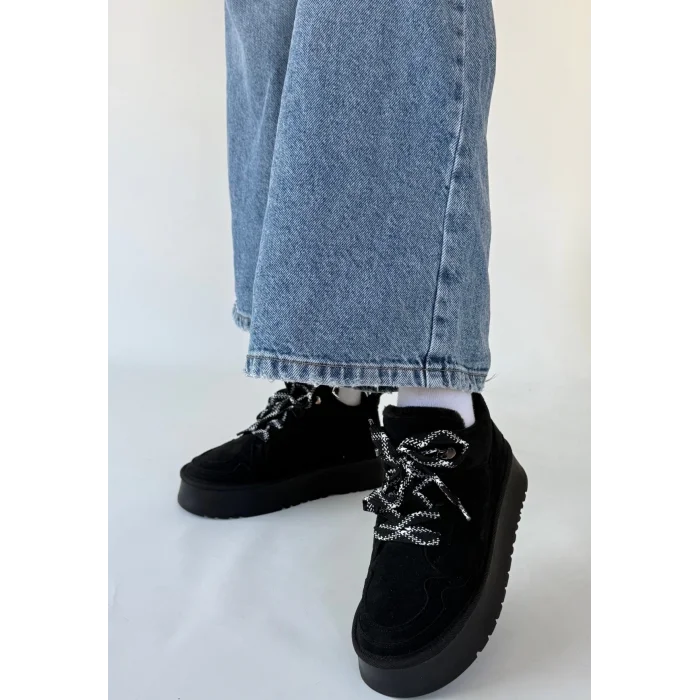 Muden Siyah Süet Bağcıklı Bot