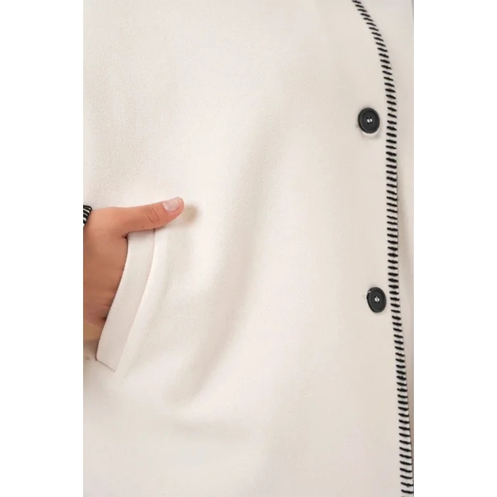 Nakışlı Kaşe Ceket 9167 - Ekru