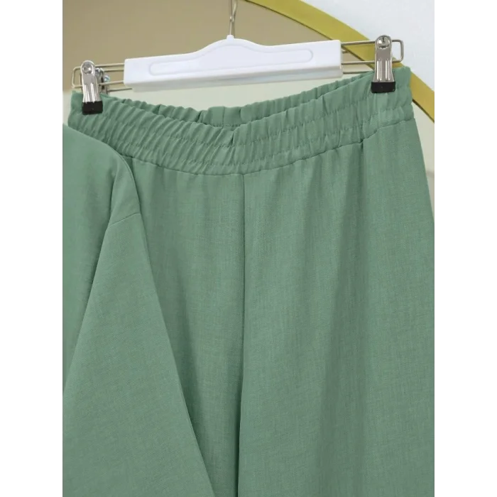 Önden Bağlamalı Pantolonlu Kimono Takım-Mint