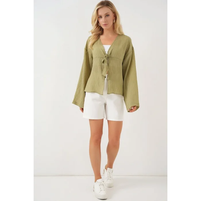 Önü Bağcıklı Bluz 952 - Çağla