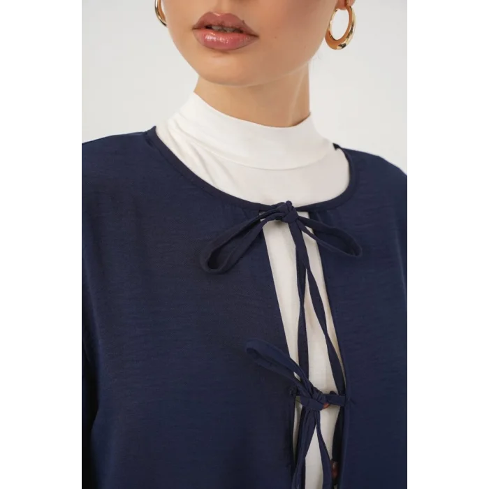 Önü Bağcıklı Tunik Pantolon İkili Takım 6744 - Lacivert