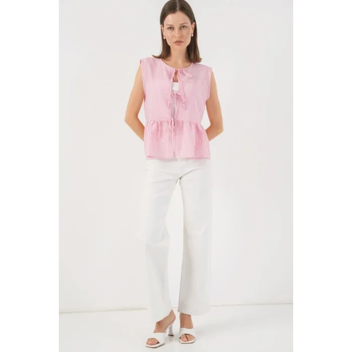 Önü Bağlamalı Bluz 961 - Pembe