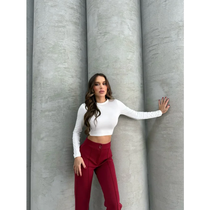 Önü cumalı ithal krep pantolon