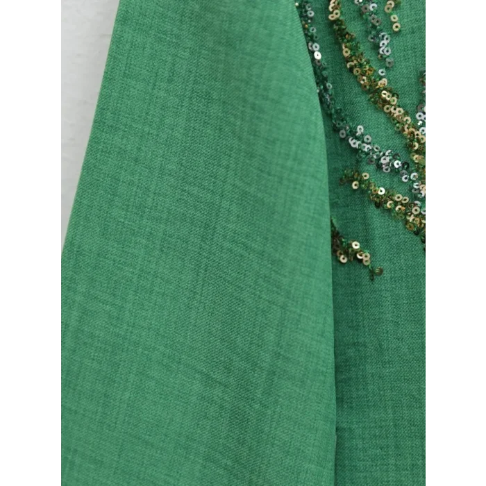 Önü Pul Payetli Uzun Gömlek  -Orman Yş.