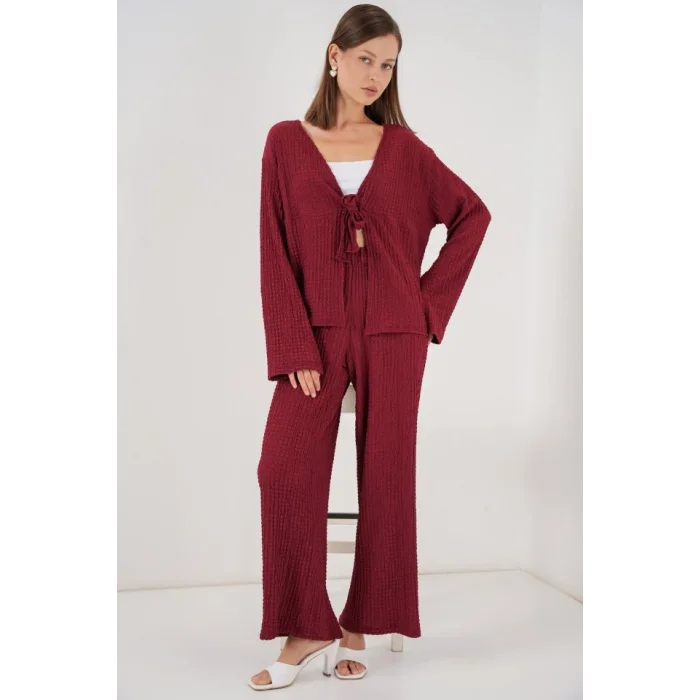 Örme Bluz Pantolon İkili Takım 30052 - Bordo