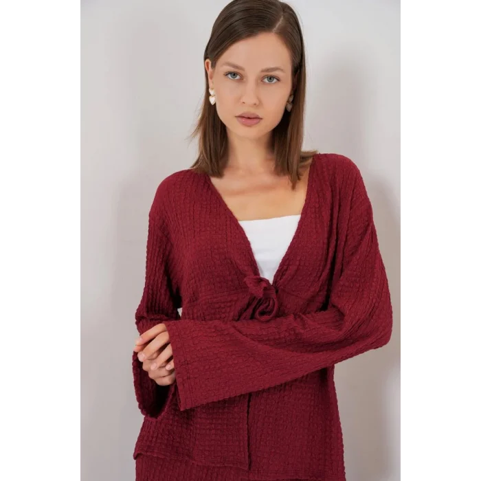 Örme Bluz Pantolon İkili Takım 30052 - Bordo