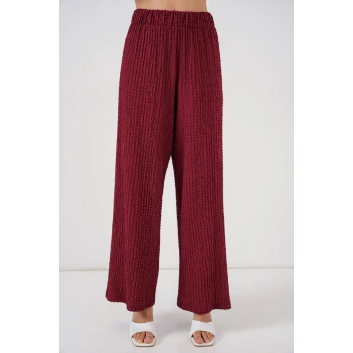 Örme Bluz Pantolon İkili Takım 30052 - Bordo