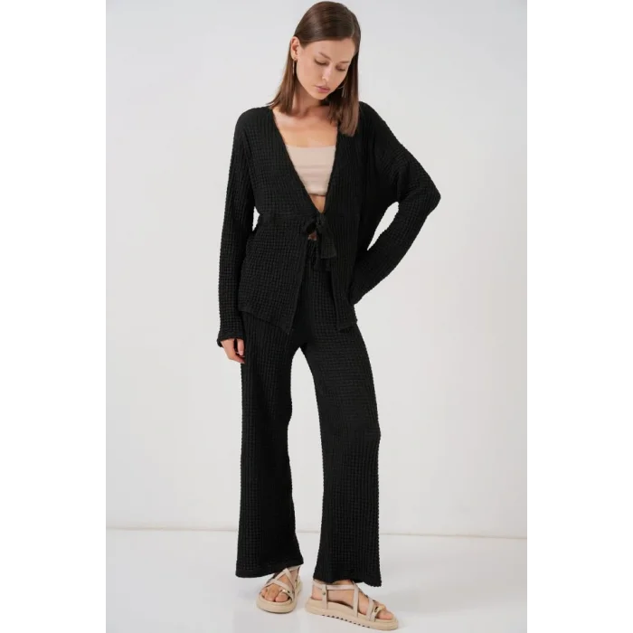 Örme Bluz Pantolon İkili Takım 30052 - Siyah