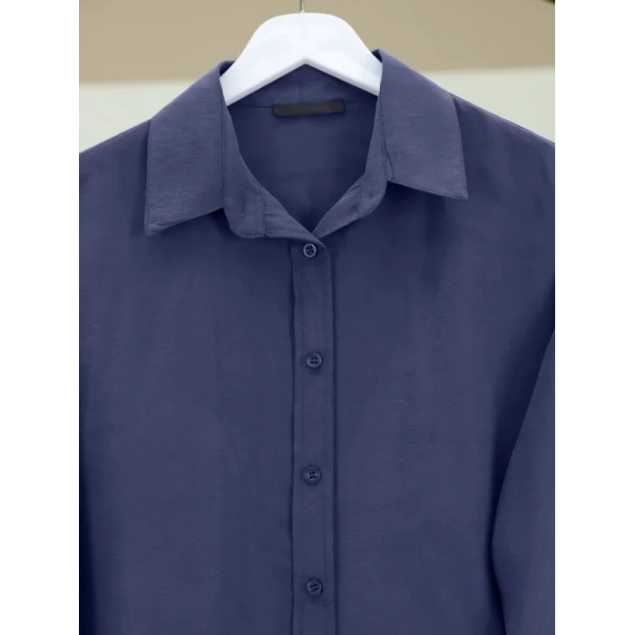 Oval Kesim Tensel Cupra Gömlek -Laci