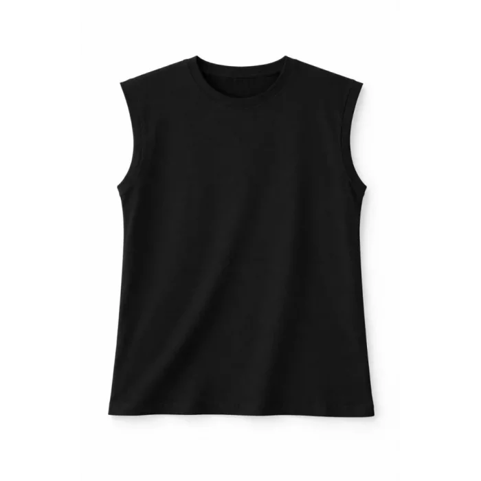 Oversize Atlet Salaş Kalıp Bisiklet Yaka Basic Yazlık Spor Bluz - Siyah