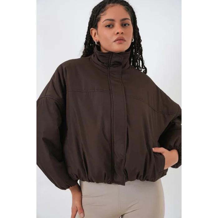 Oversize Bomber Şişme Mont 5124 - Kahverengi