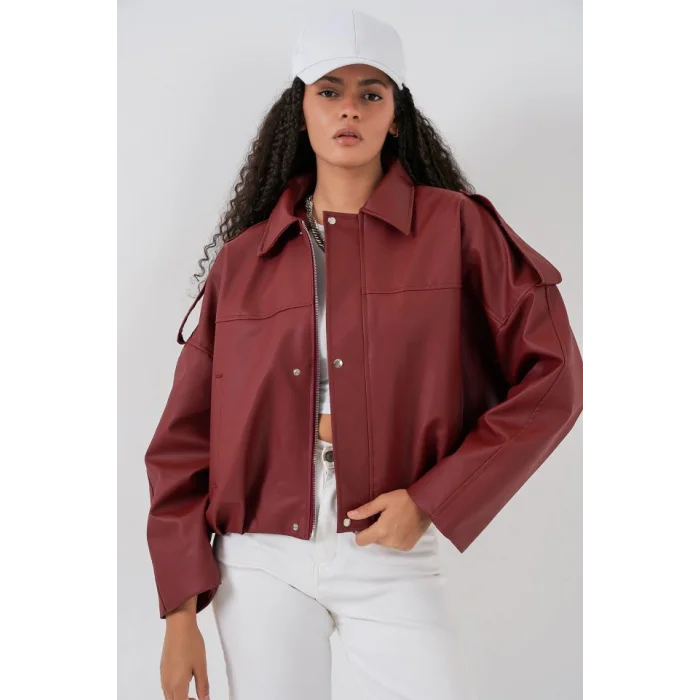 Oversize Deri Ceket 1055 - Kiremit