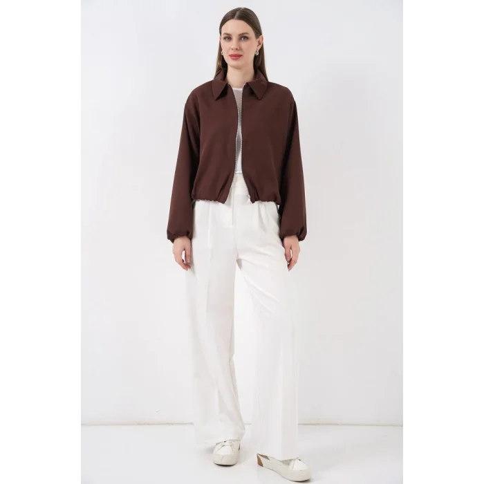 Oversize Fermuarlı Ceket 0735 - Kahverengi