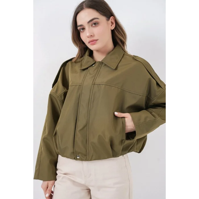 Oversize Kısa Ceket 0732 - Haki