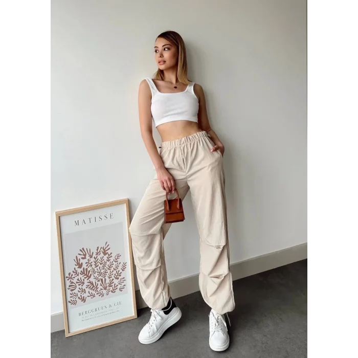 Paraşüt pantolon bej