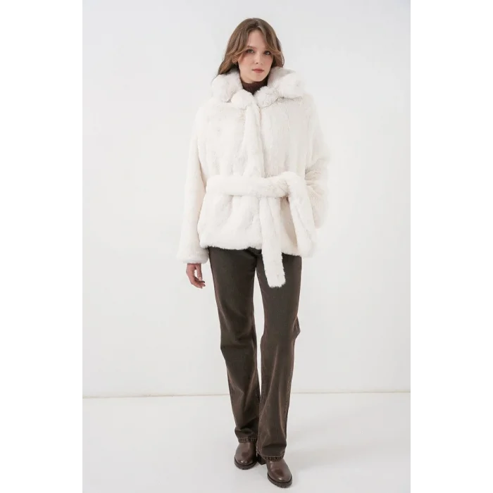 Peluş Kürk Mont 5234 - Ekru