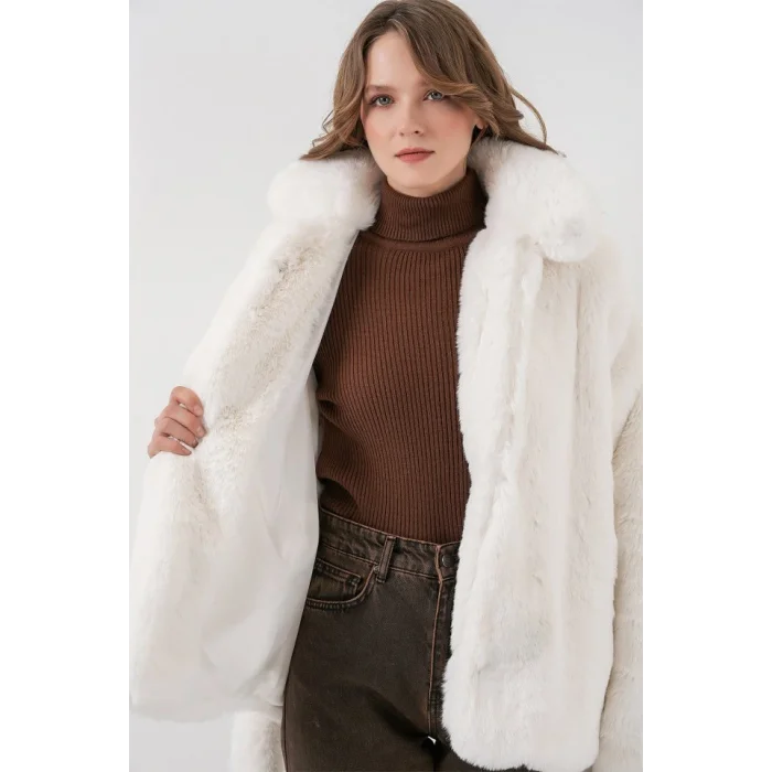 Peluş Kürk Mont 5234 - Ekru