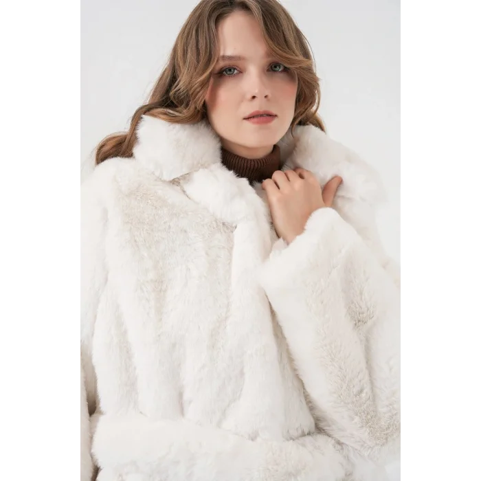 Peluş Kürk Mont 5234 - Ekru