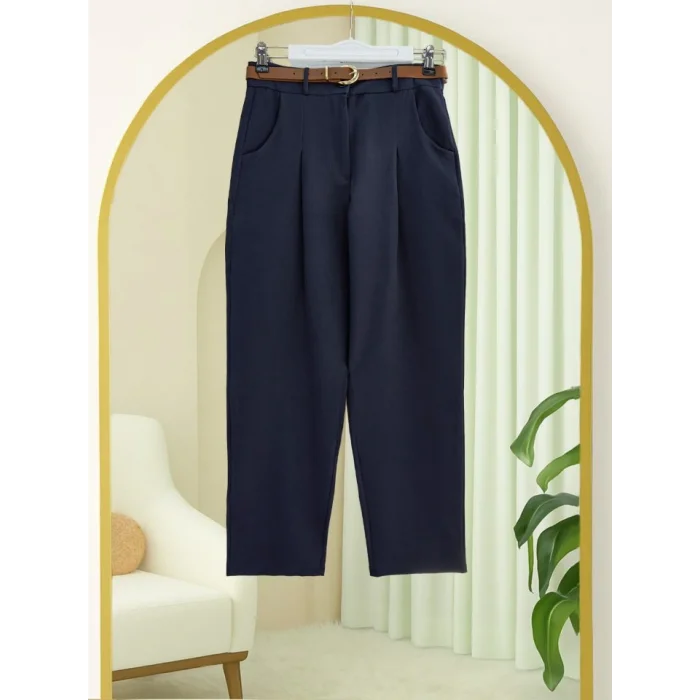 Pileli Cepli Kemerli Bilek Pantolon -Laci