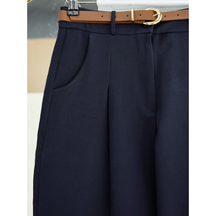 Pileli Cepli Kemerli Bilek Pantolon -Laci