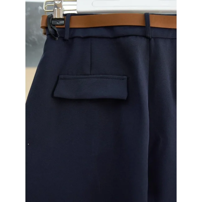 Pileli Cepli Kemerli Bilek Pantolon -Laci