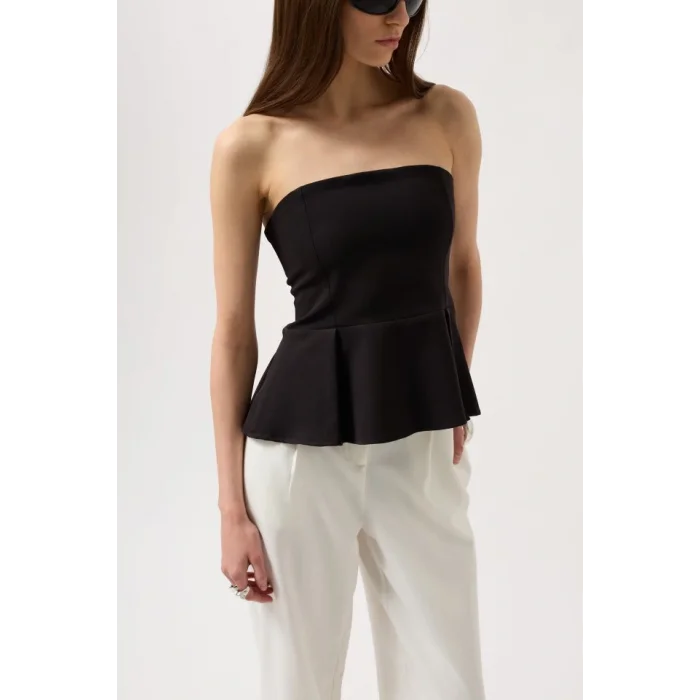 Pileli Straplez Bluz