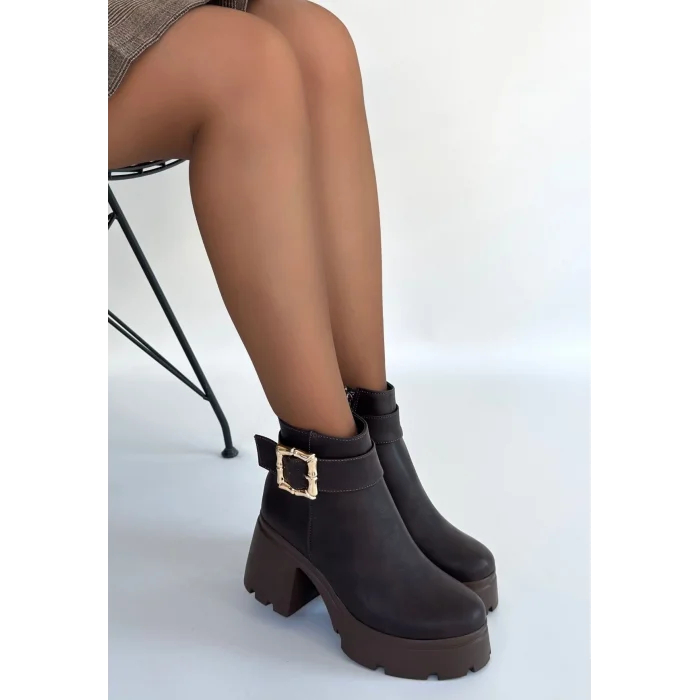 Pinma Acı Kahve Cilt Topuklu Bot