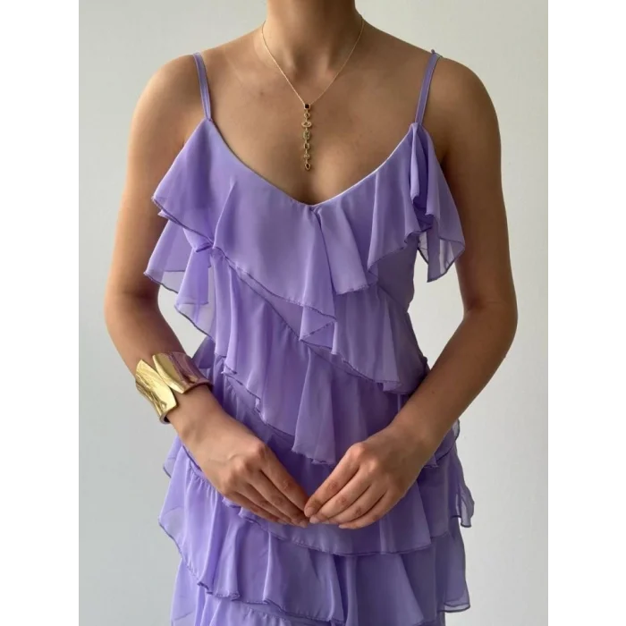 Ples Yırtmaç Detaylı Elbise