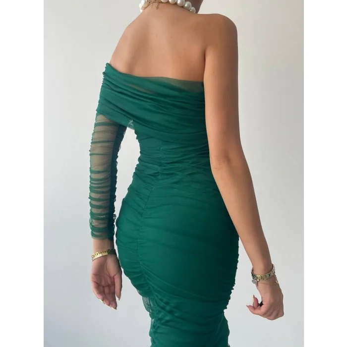 Polack Tek Omuz Tül Elbise