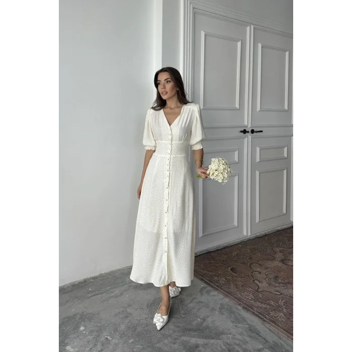 Sarı Arka Ve Bel Ucu Gipeli Elbise