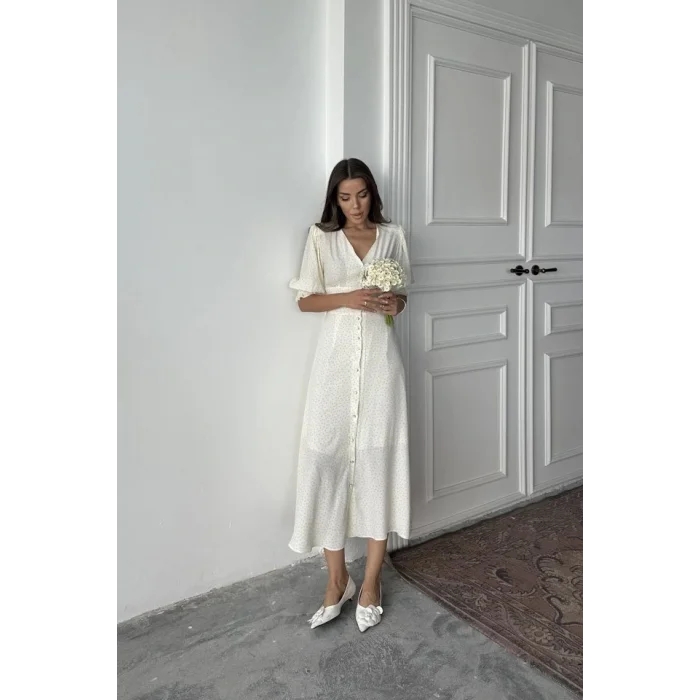 Sarı Arka Ve Bel Ucu Gipeli Elbise