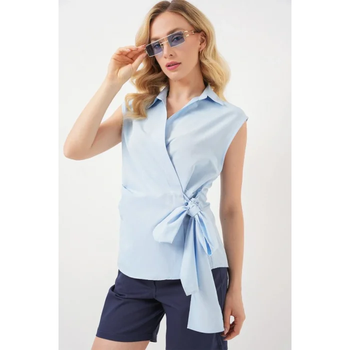 Sıfır Kol Anvelop Gömlek 20343 - Mavi