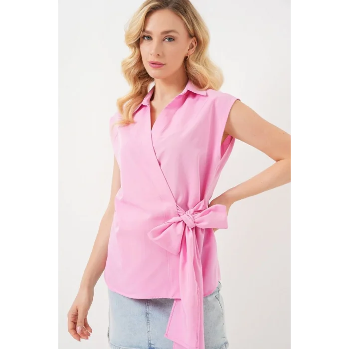 Sıfır Kol Anvelop Gömlek 20343 - Pembe