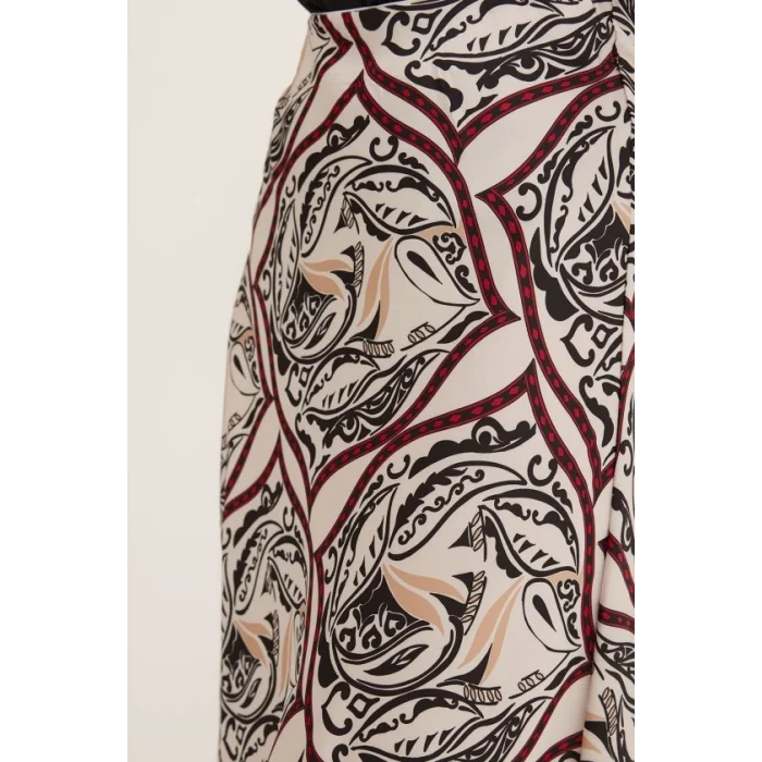 Siyah Bej Desenli Saten Etek 15877