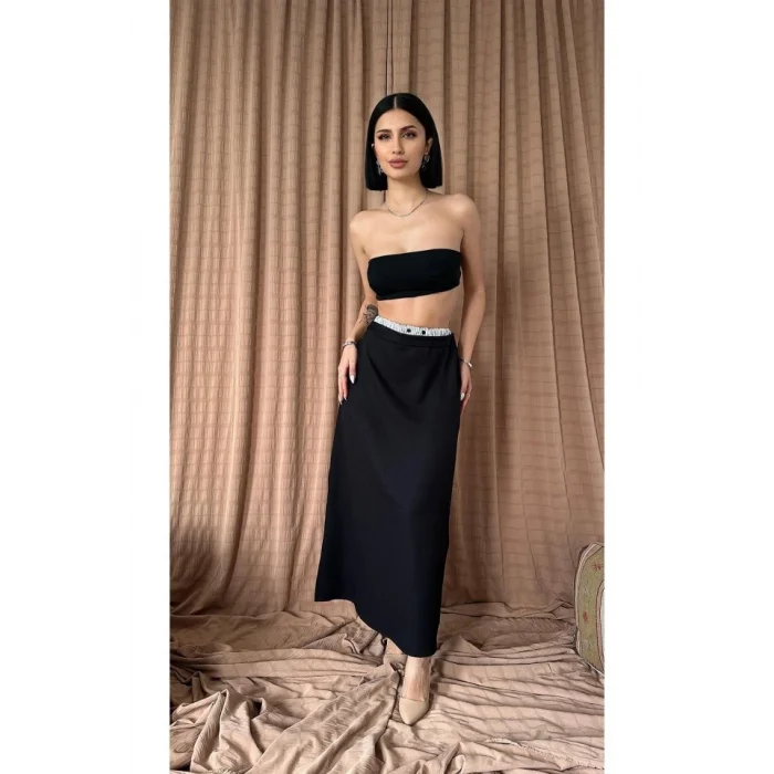 Siyah Beli Lastikli Etek