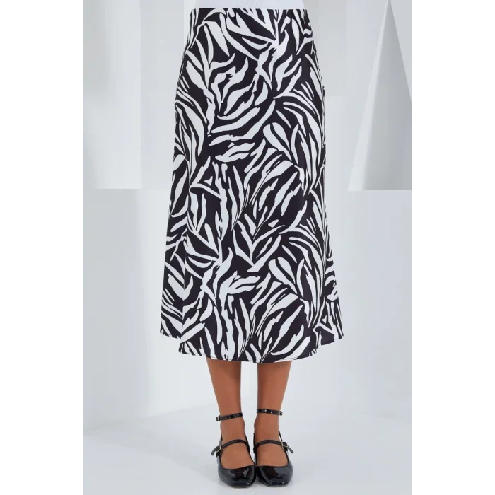 Siyah Beyaz Desenli Saten Etek 15806